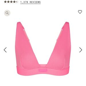 NWT New with tags SKIMS Cotton Rib Plunge Bralette size M Medium Sugar Pink